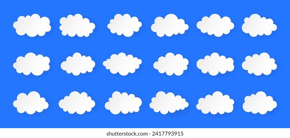 Set of white cloud collection. Cartoon cloud vector stock