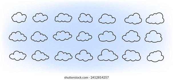 Set of white clouds icon stymbol nature isolated on white background vector illustration design.