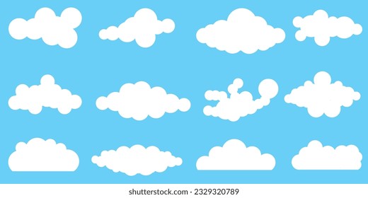 Conjunto de nubes blancas sobre un fondo azul.