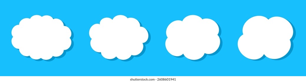 Set of white clouds. Clouds on blue background.Vector illustration	