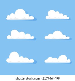 Set of white clouds, vector elements, isolated