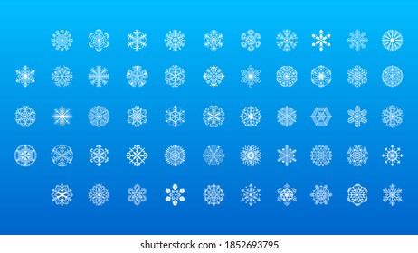 Set White Colleciton Line Snowflake Winter Decoration Elements Vector Design Style