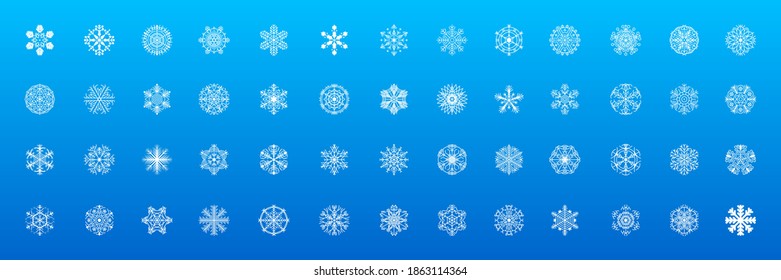 Set White Colleciton Line Snowflake Winter Decoration Elements Vector Design Style