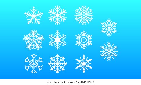 Establecer el vector de diseño de invierno de elementos de copo de nieve de la línea de colección blanca