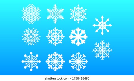 Establecer el vector de diseño de invierno de elementos de copo de nieve de la línea de colección blanca
