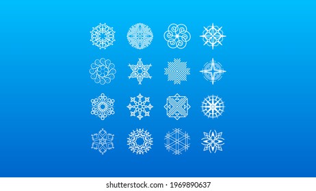 Winterdesign-Vektorgrafik der weißen Kollektion - Schneeflocken-Elemente festlegen