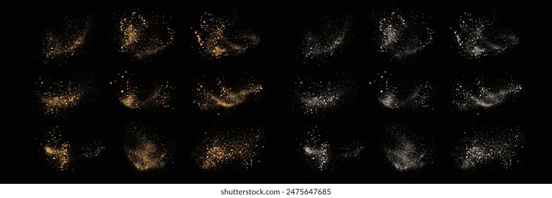 Set of white color grunge texture and gold glitter dust decoration background design