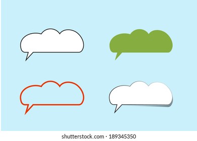 Set of white and colorful comic style speech bubbles
