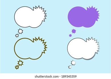 Set of white and colorful comic style speech bubbles