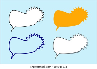 Set of white and colorful comic style speech bubbles