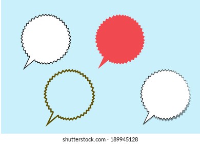 Set of white and colorful comic style speech bubbles