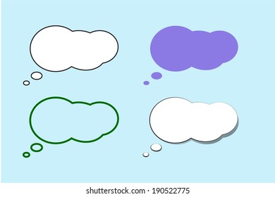 Set of white and colorful comic style speech bubbles