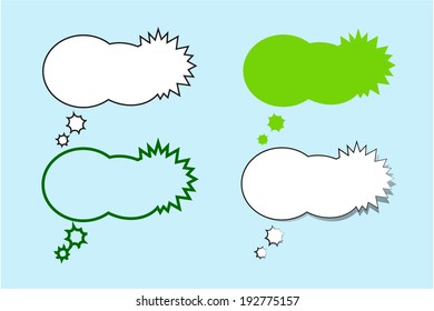 Set of white and colorful comic style speech bubbles