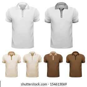 Set of white and colorful male shirts. Vector. 