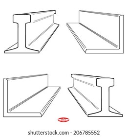 set of white corners with rails. vector