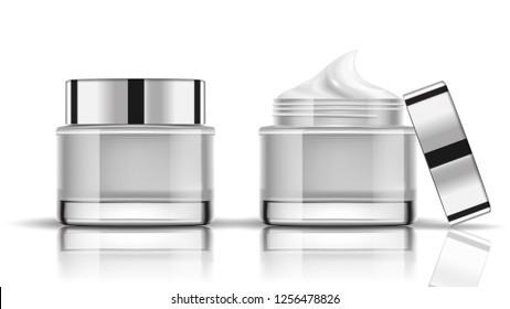 Ponga la maqueta de embalaje de botellas cosméticas blancas, listo para su diseño, ilustración vectorial.