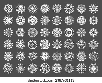 set of white decorative element vector with gray background