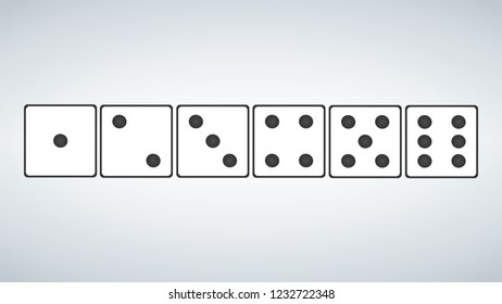 set of white dices isolated on grey background. vector illustration.