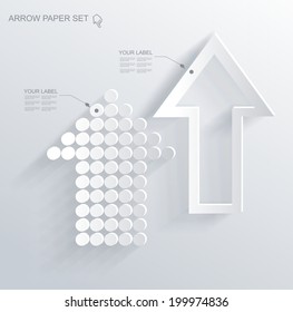 set of white different paper arrows