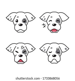 Set of white dog faces showing different emotions for design.