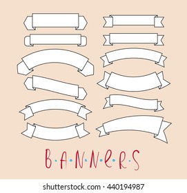 set of white empty banners. set of white ribbons.vector design elements