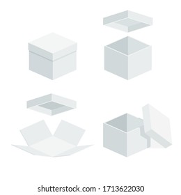 Set of white empty box on white background.Vector illustrator isometric design concept.