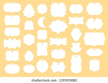 Set of white empty gift tags. Vector templates