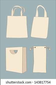 Set white empty shopping bag