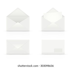 Set of white envelopes isolated on white background, illustration.