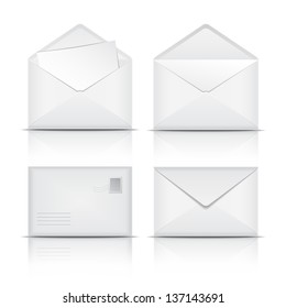Set of White envelopes. Vector illustration on white background
