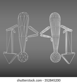 Set of white exclamation marks from the gray background. The sign of the mesh.