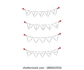 set white Flag on white background in vector illustration