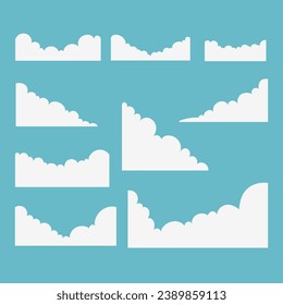 Set of White Flat Cloud Border