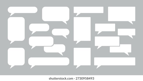 Conjunto de burbujas de discurso blancas en diferentes Formas y tamaños para mensajes, diálogos y chats. Vector, escalable sin pérdida de calidad