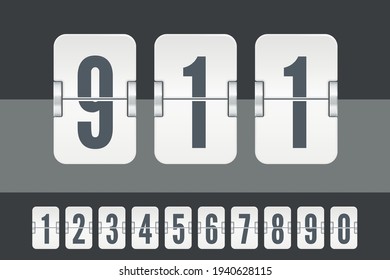 Set mit weißen Flip-Score-Punkten für Countdown-Timer oder Kalender einzeln auf dunklem und hellem Hintergrund. Vektorvorlage für Ihr Design.