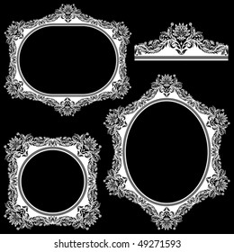 Set from  white frame on the black background