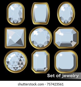 Set of white gems diamond of various shapes.