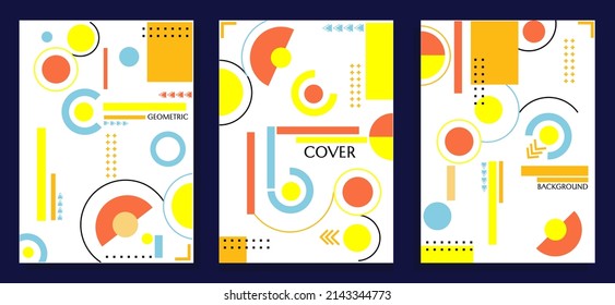 set of white geometric abstract cover designs with dynamic and trendy shape elements. used to design report covers, posters, websites and flyers