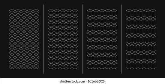 Set of white geometric design. Seamless patterns collection.