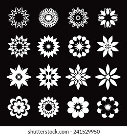 Set of white geometric flowers