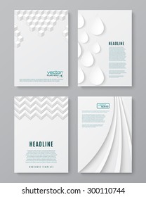 Set  of white, geometric, minimal, flyers, posters, brochures. Templates for your projects. Vector illustration.