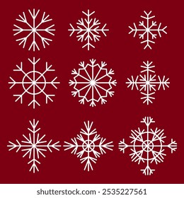 Conjunto de flocos de neve geométricos brancos