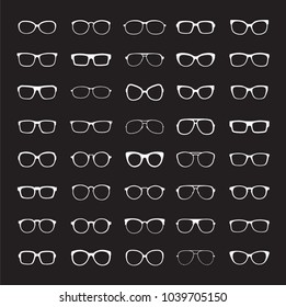 Set of white Glasses isolated. Vector Icons.
