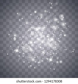 Set of white glowing lights effects isolated on transparent background. Sun flash with rays and spotlight. Glow light effect. Star burst with sparkles. 