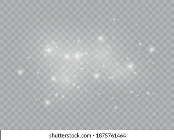 Set of white glowing lights effects isolated on transparent background Sun flash with rays and spotlight Star burst with sparkles
