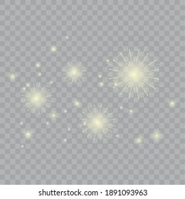 Set of white glowing lights effects isolated on transparent background Sun flash with rays and spotlight Star burst with sparkles	