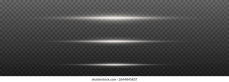 Set of white glowing rays with flash and horizontal light effect. On a transparent background. - Powered by Shutterstock - Get 15% off with code: PIKWIZARD15