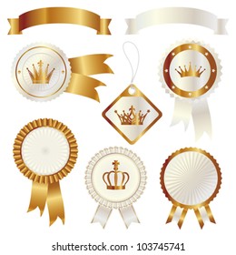 set of white and gold ribbon