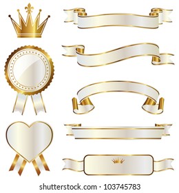 Set Of White And Gold Ribbon