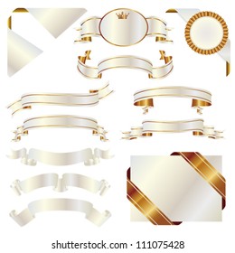 set of white and gold ribbon